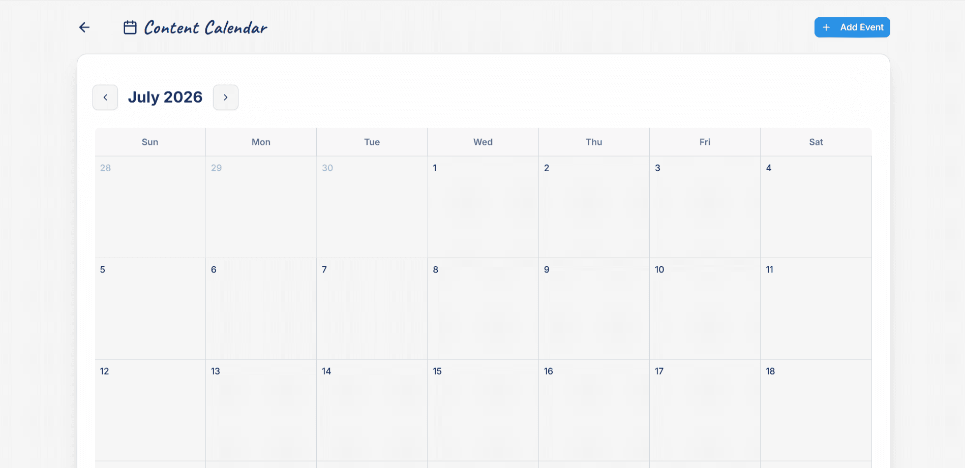 Content calendar